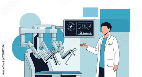 Doctor presents advanced robotic surgery system highlighting technology in healthcare