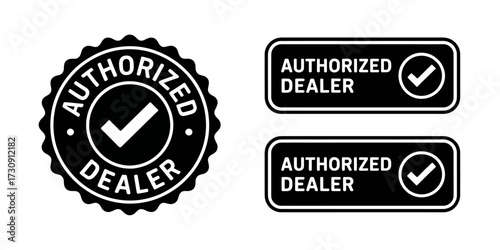 Authorized Dealer Badge Set Vector Design Verification Approval Authentic Seal of Quality Checkmark Brand Recognition Logo