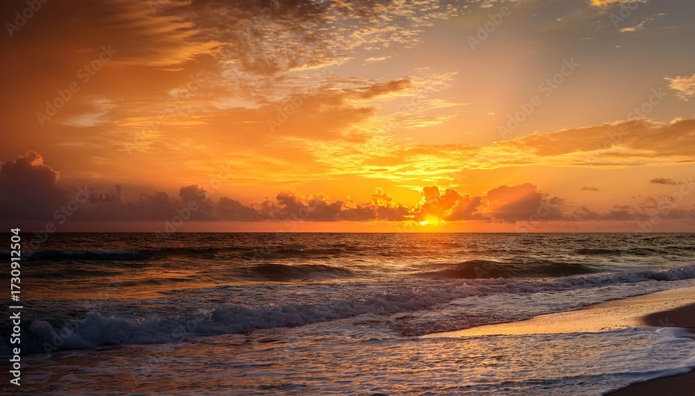 Obraz premium Sunrise Over Atlantic Ocean In South Florida