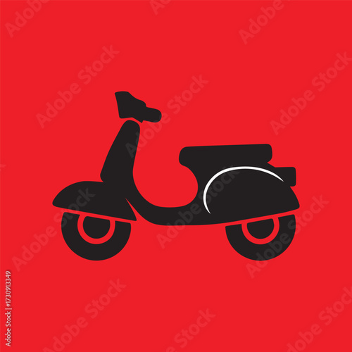 Minimal Vector Scooter Design Isolated on White Background – Simple, Modern, Flat Style Electric or Kick Scooter Icon Illustration for Urban Transport, Mobility, Travel, and Eco-Friendly Concept