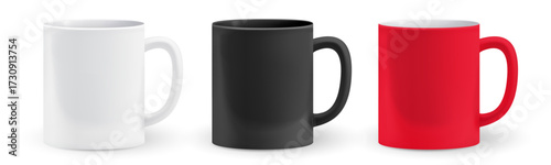 White, black and red cup on transparent background vector illustration