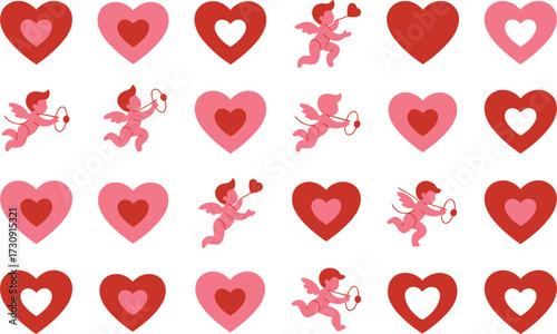 Valentine Hearts & Cupid Bundle vector