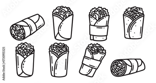 Burrito Line Art Delicious Fast Food Drawing