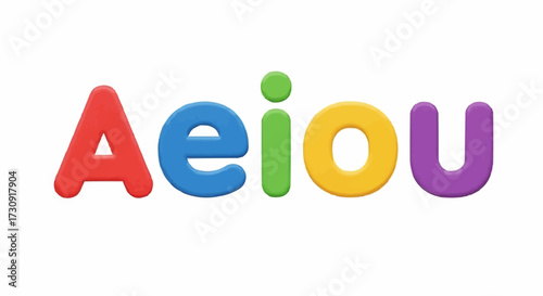 Colorful Aeiou Letters For Early Learning Education