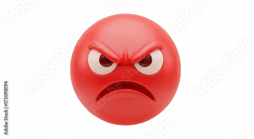 A Crimson Sphere Emoticon Expressing Intense Anger and Frustration