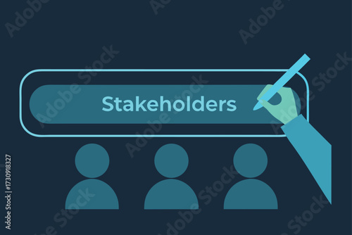 Hand Writing " Stakeholders" Above Silhouettes of People business group