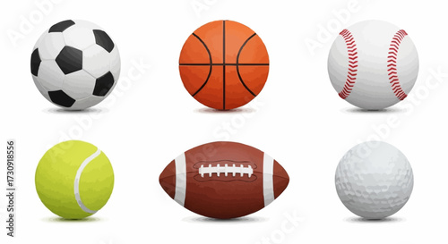 A Collection of Six Different Sports Balls on a White Background