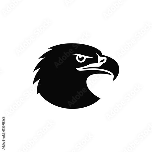 Majestic black eagle head silhouette fierce gaze emblem design symbol