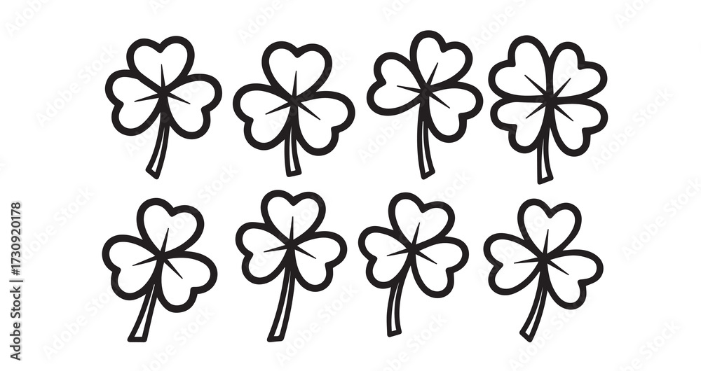 Obraz premium Clover flower Line Art Floral Vector Illustration
