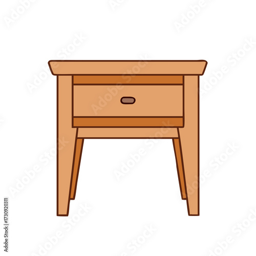 Illustration of a simple wooden nightstand with a drawer for storage
