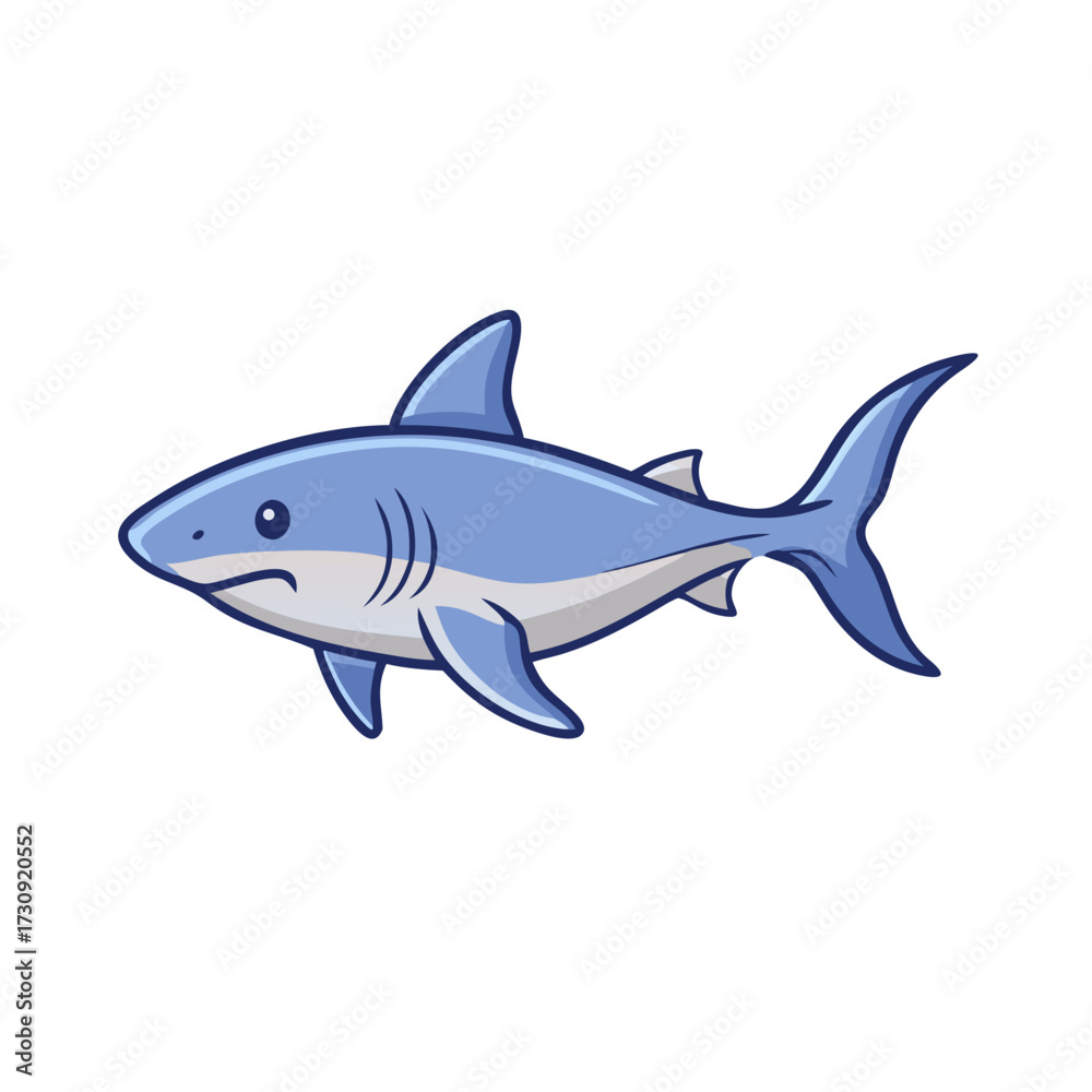 Fototapeta premium A charming cartoon shark swimming gracefully with a gentle expression on his face