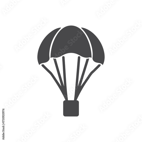 Minimal Vector Parachute Illustration in Flat Style – Simple Skydiving and Safety Gear Icon Design for Adventure, Sports, Travel, Outdoor Activities, Logos, Web, and Print