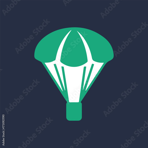 Minimal Vector Parachute Illustration in Flat Style – Simple Skydiving and Safety Gear Icon Design for Adventure, Sports, Travel, Outdoor Activities, Logos, Web, and Print