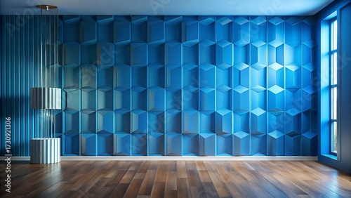 empty room with blue wall