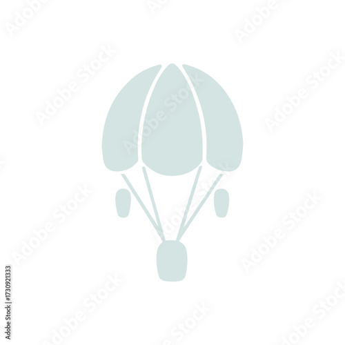 Minimal Vector Parachute Illustration in Flat Style – Simple Skydiving and Safety Gear Icon Design for Adventure, Sports, Travel, Outdoor Activities, Logos, Web, and Print