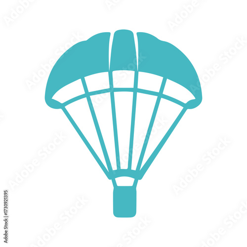 Minimal Vector Parachute Illustration in Flat Style – Simple Skydiving and Safety Gear Icon Design for Adventure, Sports, Travel, Outdoor Activities, Logos, Web, and Print