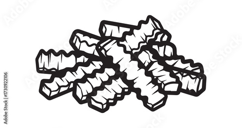 Crinkle-cut Fries Line Art Classic Fast Food Vector Design