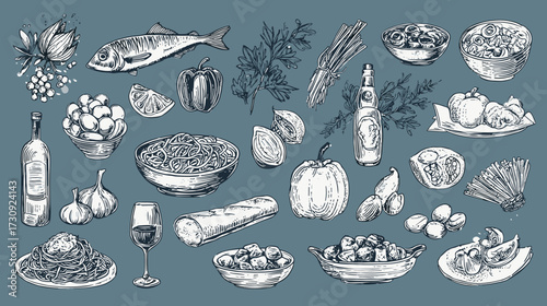Hand-drawn food illustrations collection