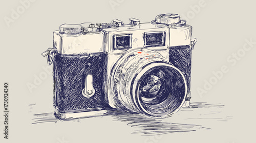 Colorful vintage camera illustration