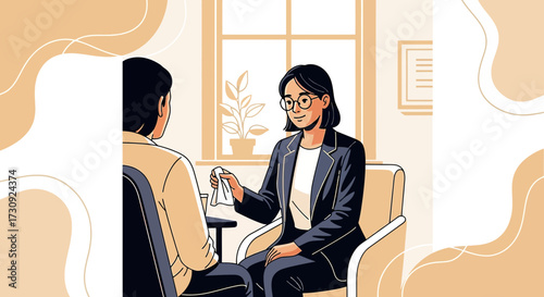 Professional woman offering support during therapy session offering comfort assistance