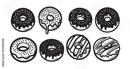 Donut Line Art Classic Fast Food Vector Design