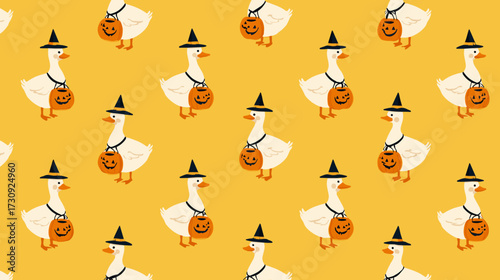 Playful Halloween ducks pattern