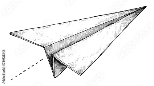 Hand-drawn paper airplane sketch
