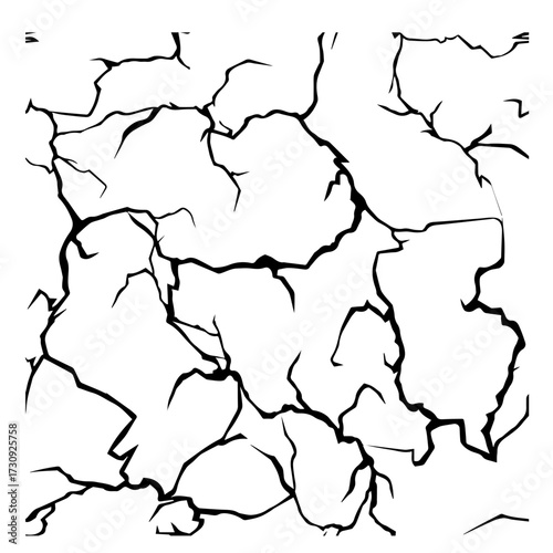 Natural Earth Crack Seamless Texture Isolated on White