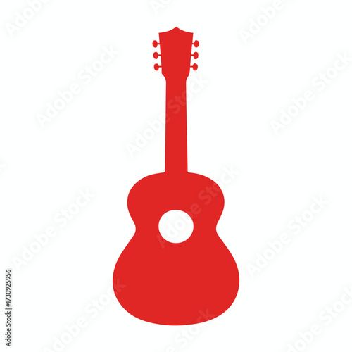 Minimal Vector Guitar Illustration in Flat Style – Simple Acoustic or Electric Guitar Icon Design for Music Apps, Posters, Logos, Web, and Print