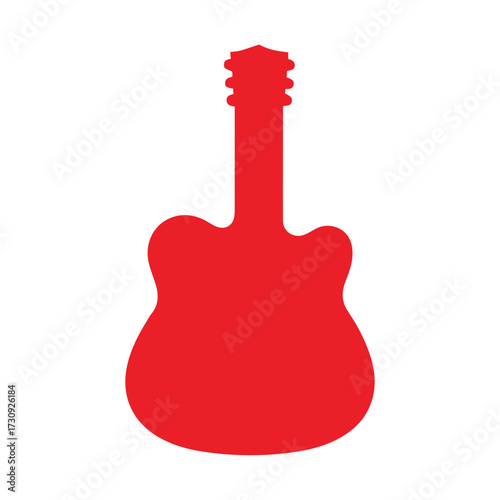 Minimal Vector Guitar Illustration in Flat Style – Simple Acoustic or Electric Guitar Icon Design for Music Apps, Posters, Logos, Web, and Print