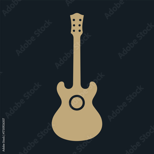 Minimal Vector Guitar Illustration in Flat Style – Simple Acoustic or Electric Guitar Icon Design for Music Apps, Posters, Logos, Web, and Print