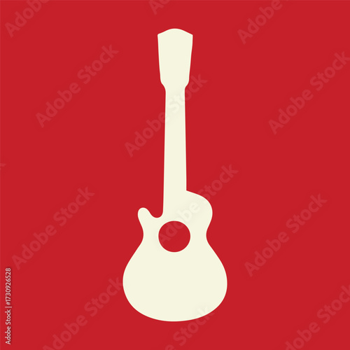 Minimal Vector Guitar Illustration in Flat Style – Simple Acoustic or Electric Guitar Icon Design for Music Apps, Posters, Logos, Web, and Print