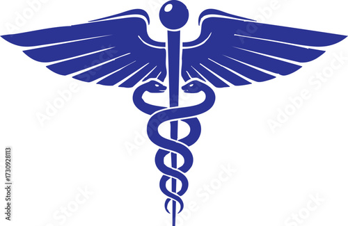 Vector art of blue caduceus medical symbol