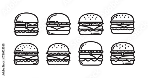 Hamburger Line Art Vector Illustration