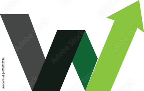 Vector art of green arrow forming the letter w