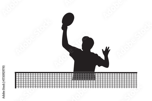 Silhouette of a table tennis player serving the ball