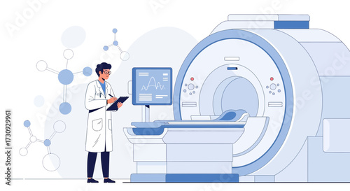 Doctor reviewing MRI scan results modern healthcare technology and medical diagnostics showing a