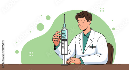 Doctor preparing injection concept for disease prevention and medical treatment illustration