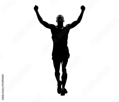 a silhouette of a basketball player jumping in celebrationarm, athlete, athletic, black, bodybuilder, hand, jump, lift, man, muscle, profile 