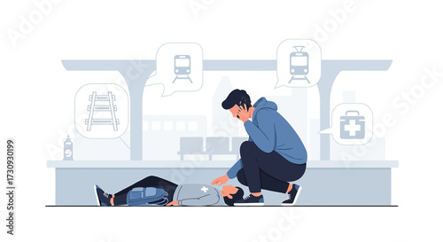 Emergency at the train station: Witness calls for help after passenger collapses showing public