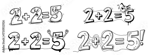 Expressive Doodle 2 Plus 2 Equals 5 Typography Set