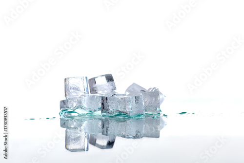 Ice cubes on white background