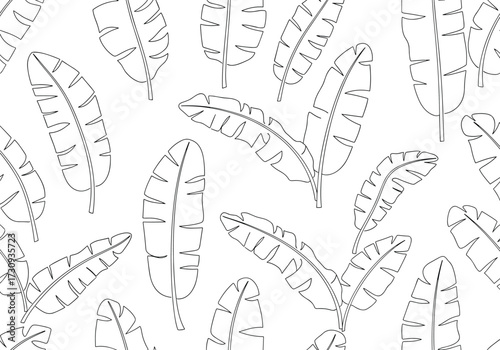 A whimsical pattern of dashed banana leaves scattered across a white background.