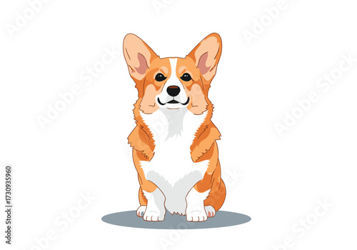 A cute pixel art corgi dog sits patiently looking forward with its ears perked up and a friendly expression on its face.