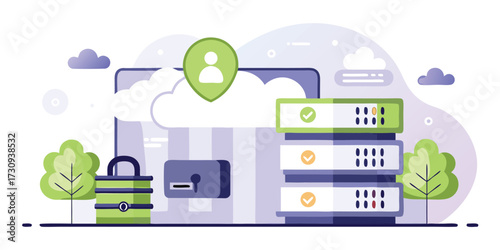Cloud computing security with lock and server