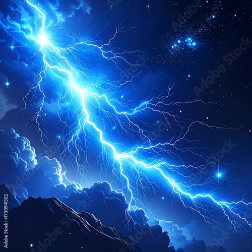 Wallpaper Mural Powerful Lightning Storm in the Night Sky. Torontodigital.ca