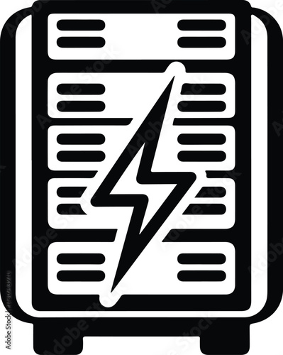 Silhouette electrical fuse box with lightning bolt symbol vector illustration