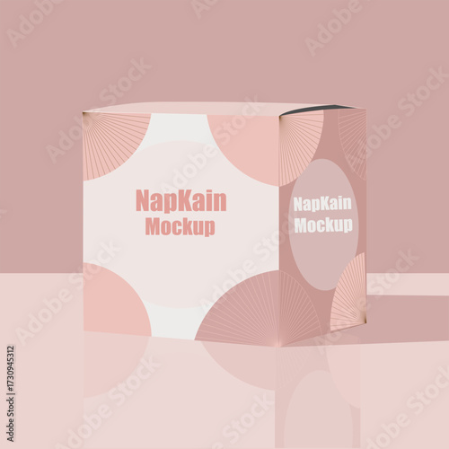 Minimalist Napkin Packaging Mockup with Modern Geometric Design in Soft Pastel Colors
