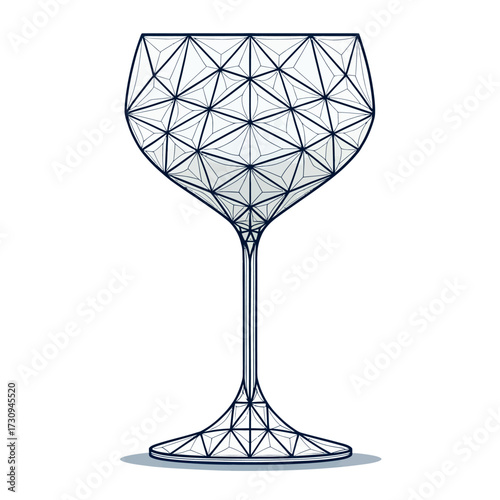 Geometric Wine Glass Icon With Stem