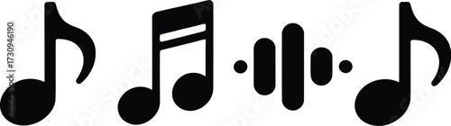 Minimal music note icon set for sound and audio design